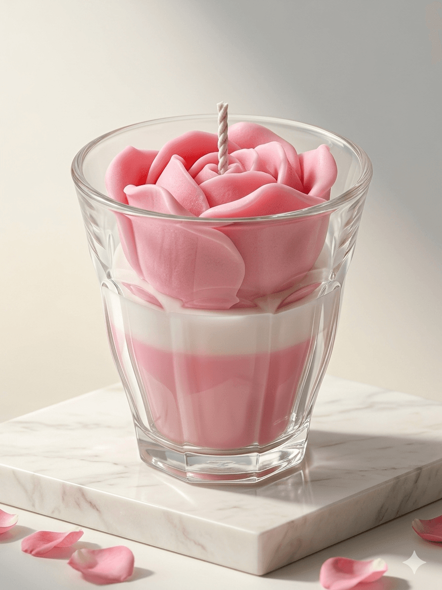 Pink Flower Glass